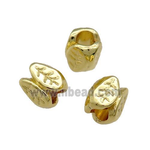 Alloy Leaf Beads Large Hole Unfade 18K Gold Plated