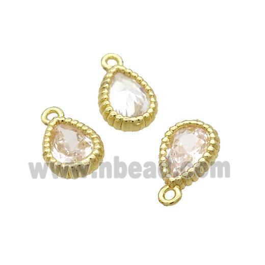 Copper Teardrop Pendant Pave Zircon Gold Plated