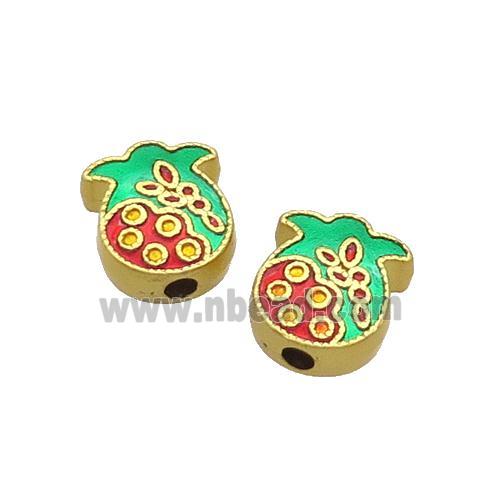 Copper Radish Beads Green Enamel Unfade Gold Plated