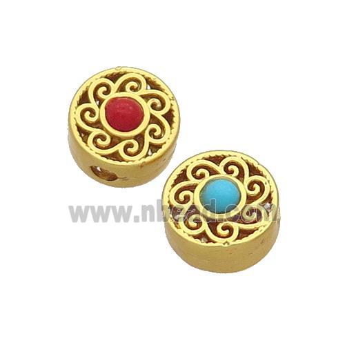 Tibetan Style Copper Beads Circle Unfade Gold Plated