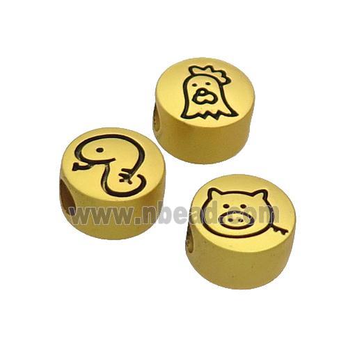 Copper Button Beads Large Hole Unfade Gold Plated