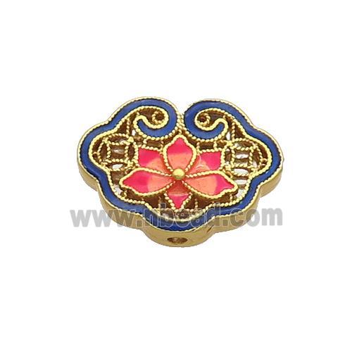 Copper Beads Flower Enamel Gold Plated