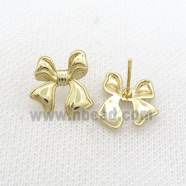 Copper Bow Stud Earring Knot Gold Plated