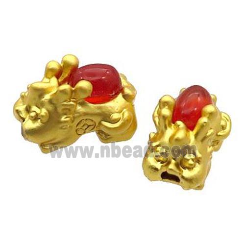 Copper Pixiu Beads Unfade Gold Plated