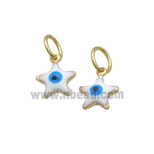 Copper Star Pendant Evil Eye White Enamel Gold Plated