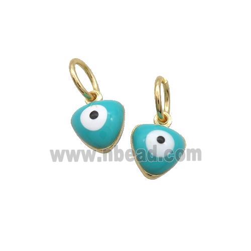 Copper Heart Pendant Eye Teal Enamel Gold Plated