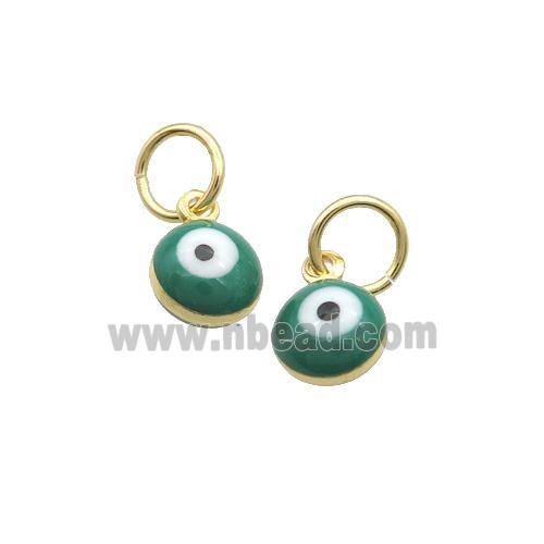 Copper Circle Pendant Eye Green Enamel Gold Plated