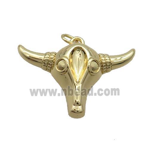 Copper Bullhead Pendant Charm Gold Plated