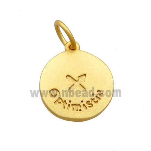 Copper Circle Pendant Zodiac Sagittarius 18K Gold Plated