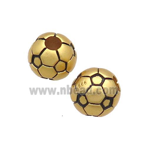 Copper Round Beads Football Sport Large Hole 18K Gold Plated