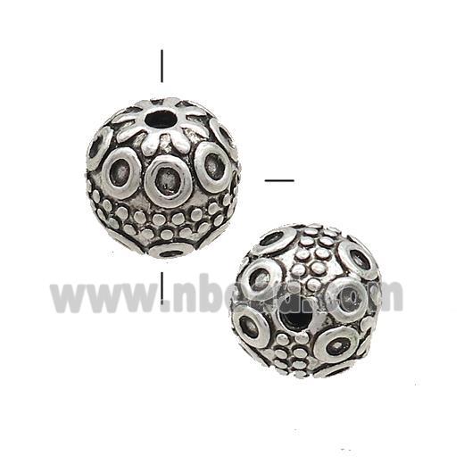 Tibetan Style Zinc Guru Beads Round THole Antique Silver