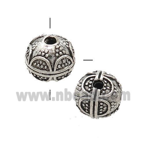 Tibetan Style Zinc Guru Beads Round THole Antique Silver