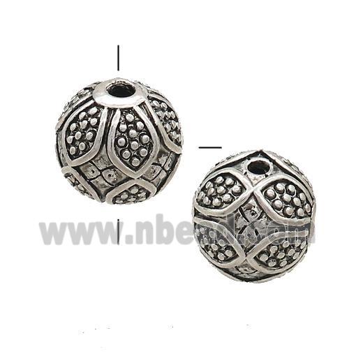 Tibetan Style Zinc Guru Beads Round THole Antique Silver