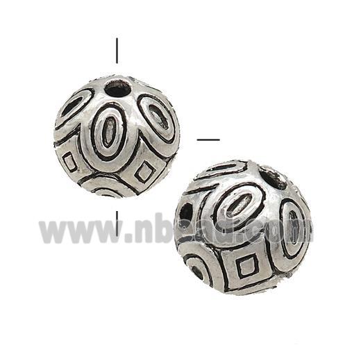 Tibetan Style Zinc Guru Beads Round THole Antique Silver