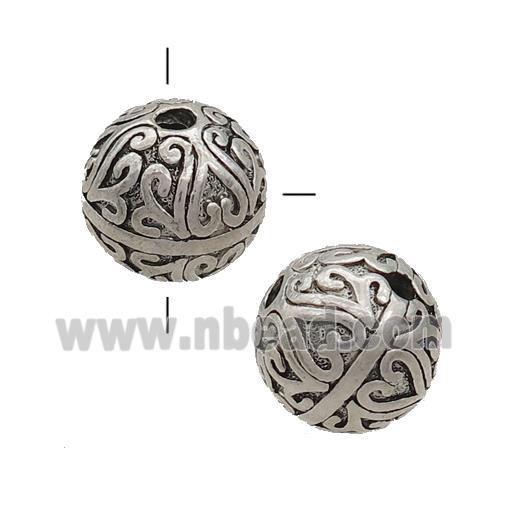 Tibetan Style Zinc Guru Beads Round THole Antique Silver