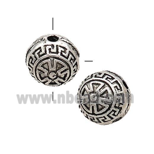 Tibetan Style Zinc Guru Beads Round THole Antique Silver