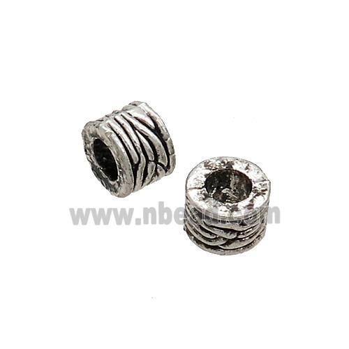 Tibetan Style Zinc Column Beads Large Hole Antique Silver