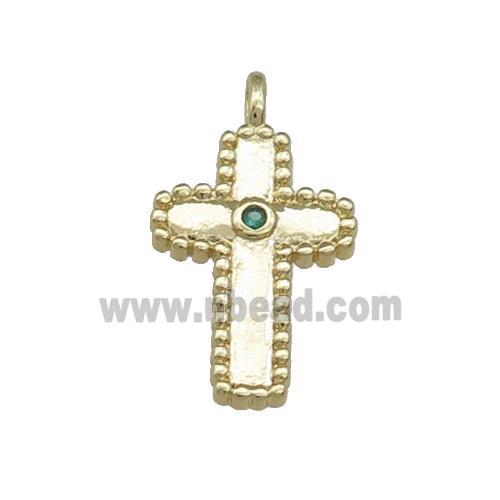 Copper Cross Pendant Pave Zircon Gold Plated