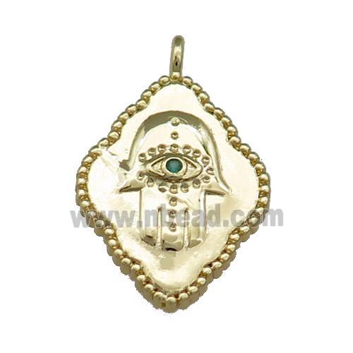 Copper Hamsahand Charms Pendant Evil Eye Pave Zircon Gold Plated