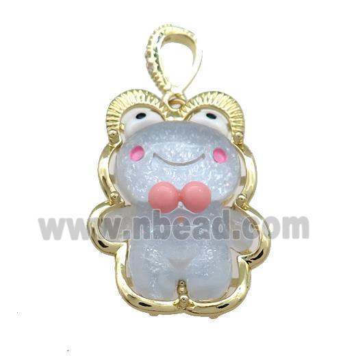 Blue Acrylic Bear Pendant Gold Plated