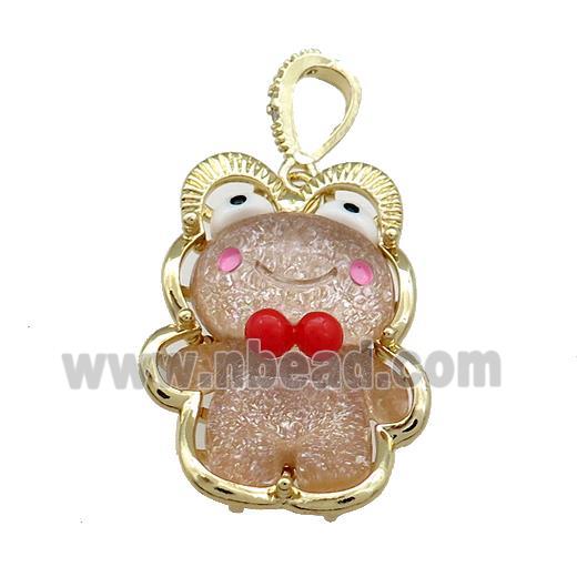 Coffee Acrylic Bear Pendant Gold Plated