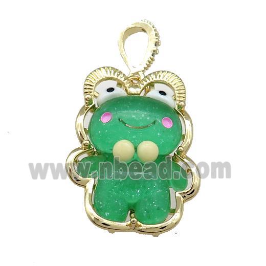 Green Acrylic Bear Pendant Gold Plated