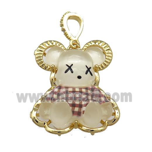 White Acrylic Rabbit Pendant Gold Plated