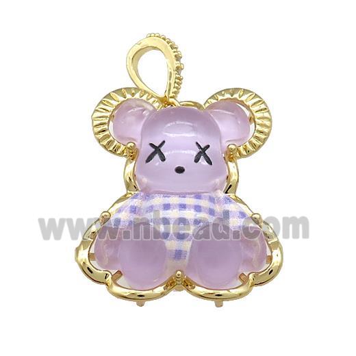 Puprle Acrylic Rabbit Pendant Gold Plated