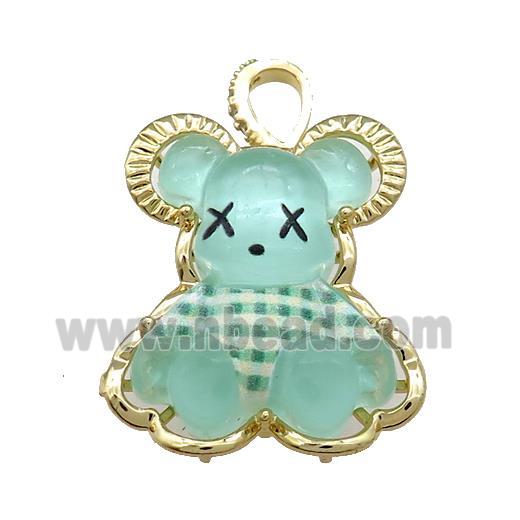 Teal Acrylic Rabbit Pendant Gold Plated