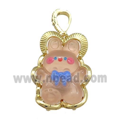 Acrylic Rabbit Pendant Gold Plated