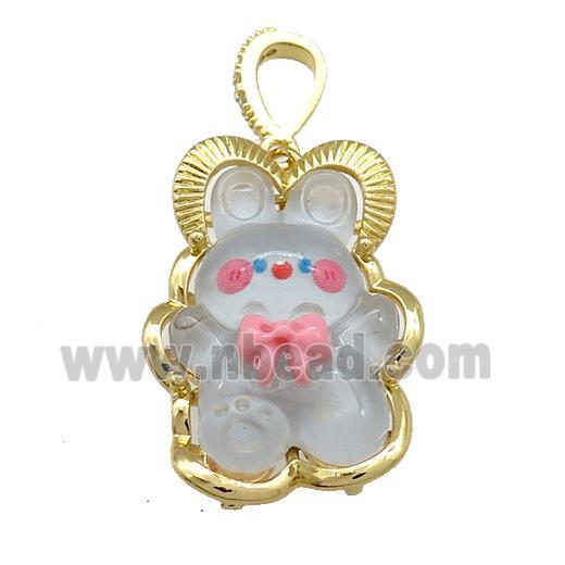 Blue Acrylic Rabbit Pendant Gold Plated