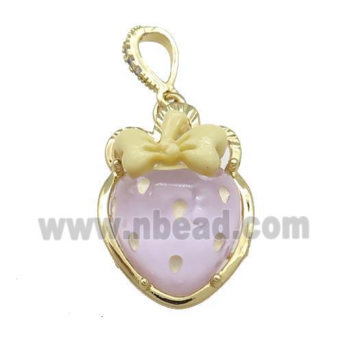 Purple Acrylic Strawberry Pendant Gold Plated