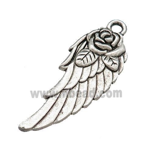 Tibetan Style Zinc Angel Wings Pendant Antique Silver