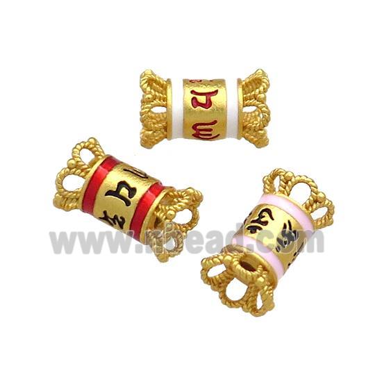 Copper Tube Beads Cloisonne 18K Gold Plated Mixed