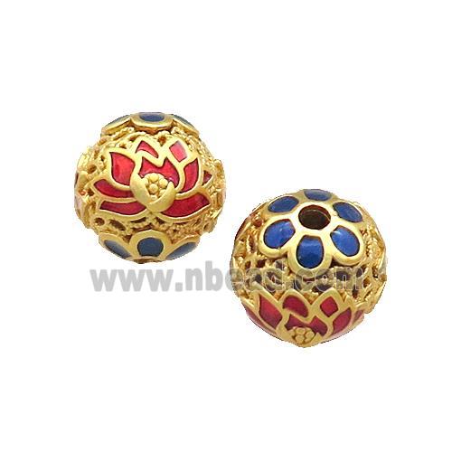 Copper Round Beads Painted Gold Plated