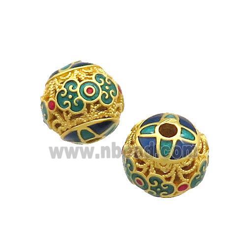 Copper Round Beads Painted Gold Plated