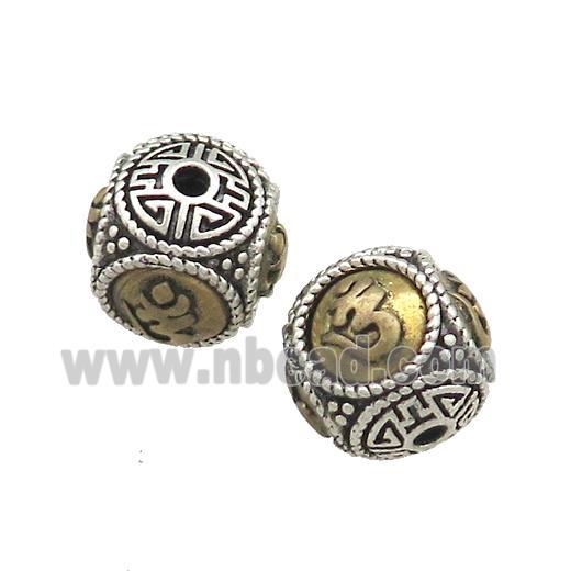 Tibetan Style Copper Round Beads Buddhist OM Meditation Antique Silver Bronze