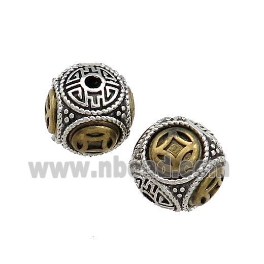 Tibetan Style Copper Round Beads Buddhist Antique Silver Bronze