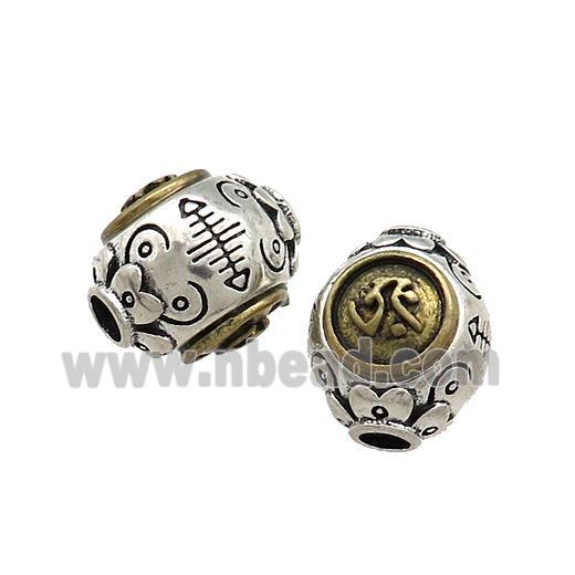 Tibetan Style Copper Round Beads Buddhist OM Meditation Antique Silver Bronze