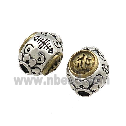 Tibetan Style Copper Round Beads Buddhist OM Meditation Antique Silver Bronze