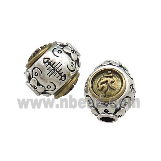 Tibetan Style Copper Round Beads Buddhist OM Meditation Antique Silver Bronze