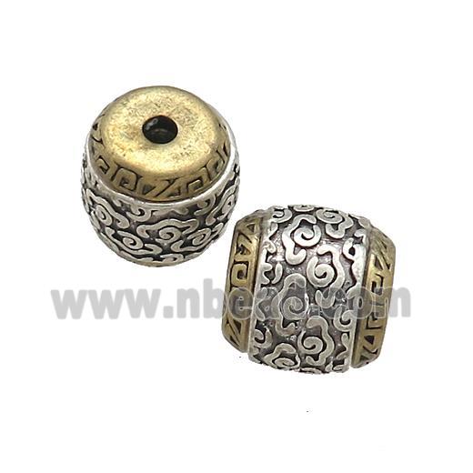 Tibetan Style Barrel Beads Lucky Cloudy Antique Silver Bronze