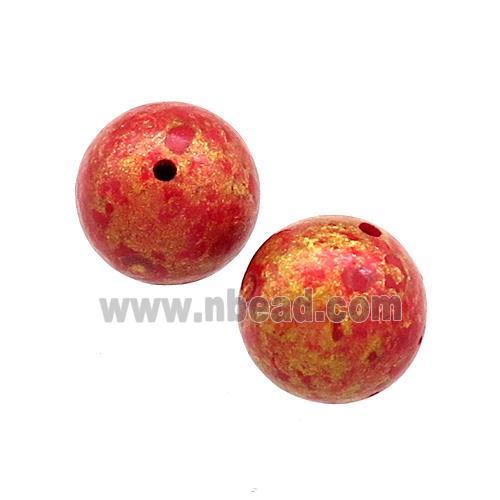 Wood Beads Orange Painted Smooth Round