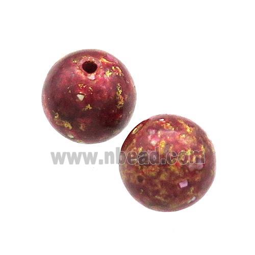 Wood Beads DarkRed Painted Smooth Round