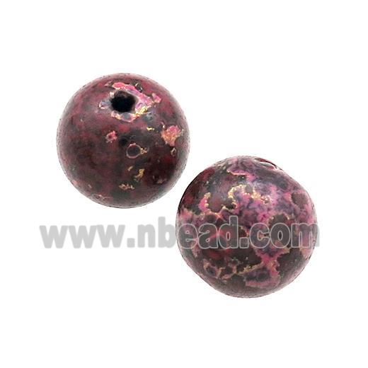 Wood Beads DarkRed Painted Smooth Round