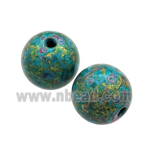 Wood Beads Teal Painted Smooth Round