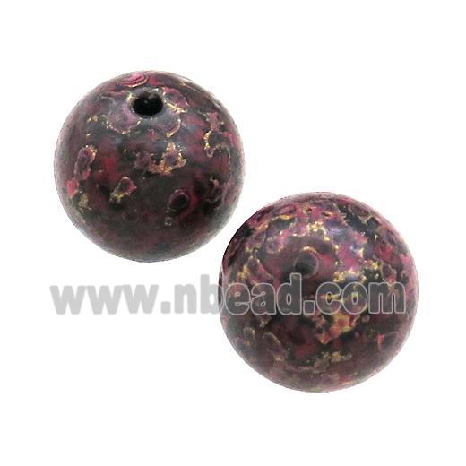 Wood Beads Fuchsia Painted Smooth Round