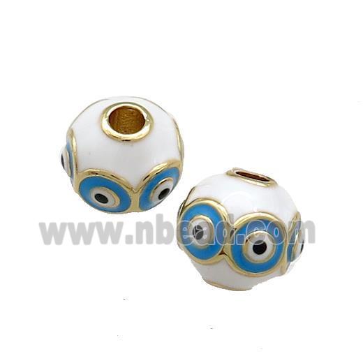 Copper Round Beads White Enamel Evil Eye 18K Gold Plated