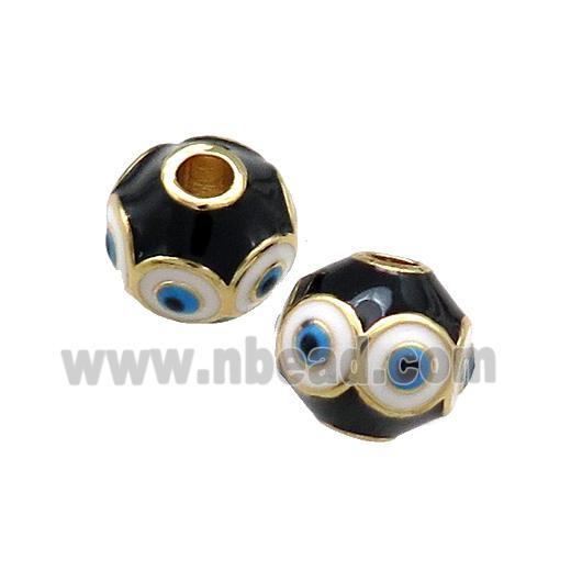 Copper Round Beads Black Enamel Evil Eye 18K Gold Plated