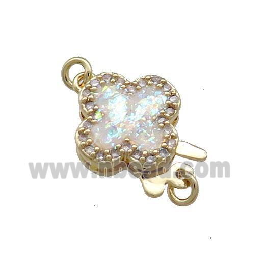 Copper Slide Clasp Pave Fire Opal Zircon Clover 18K Gold